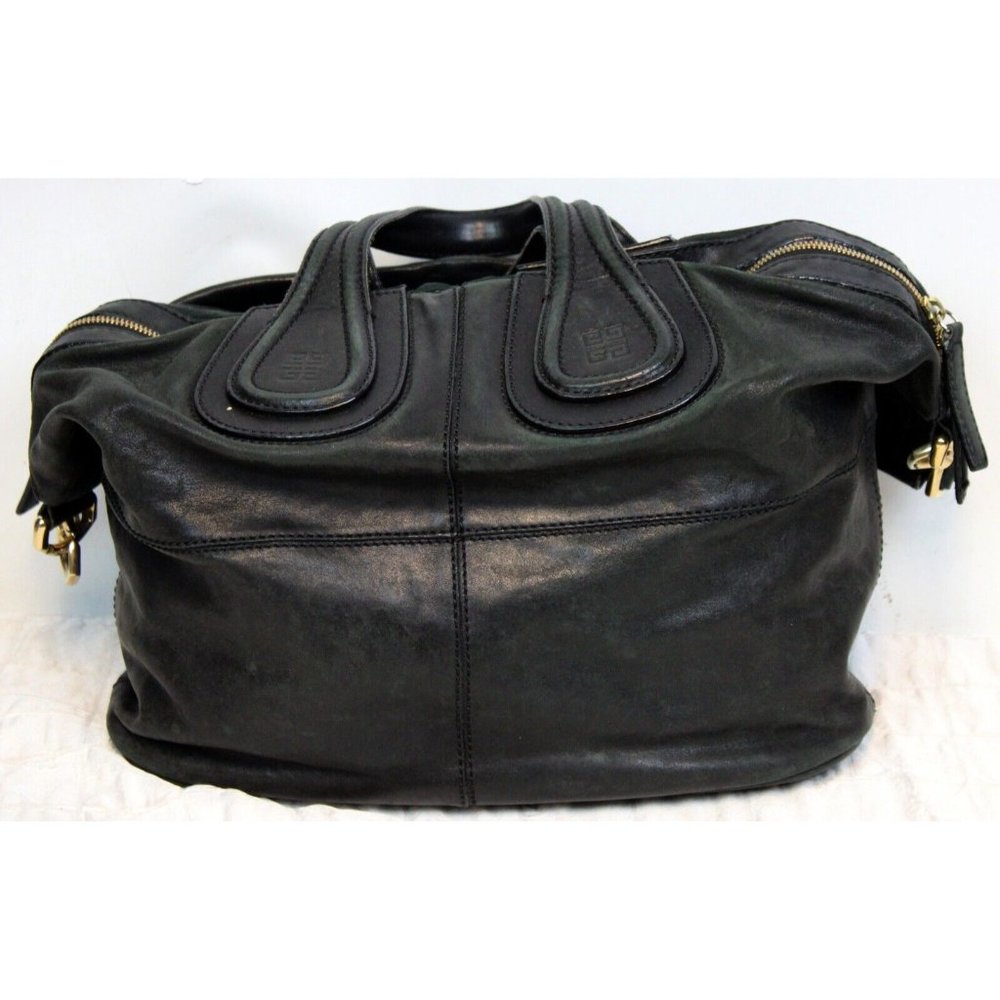 Givenchy Nightingale Black Leather Bag Satchel Bag Removable Strap Pockets